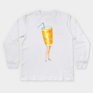 Orange Juice Pin-up Kids Long Sleeve T-Shirt